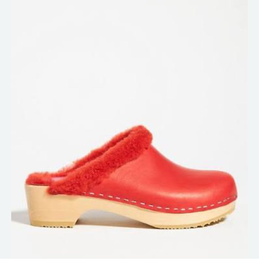 Swedish Hasbeens Red husband shearling clogs - Picture 1 of 7